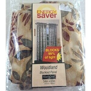 NEW Northcrest Woodland Curtain Panel Blackout Gold Red Green Cottage 54x63
